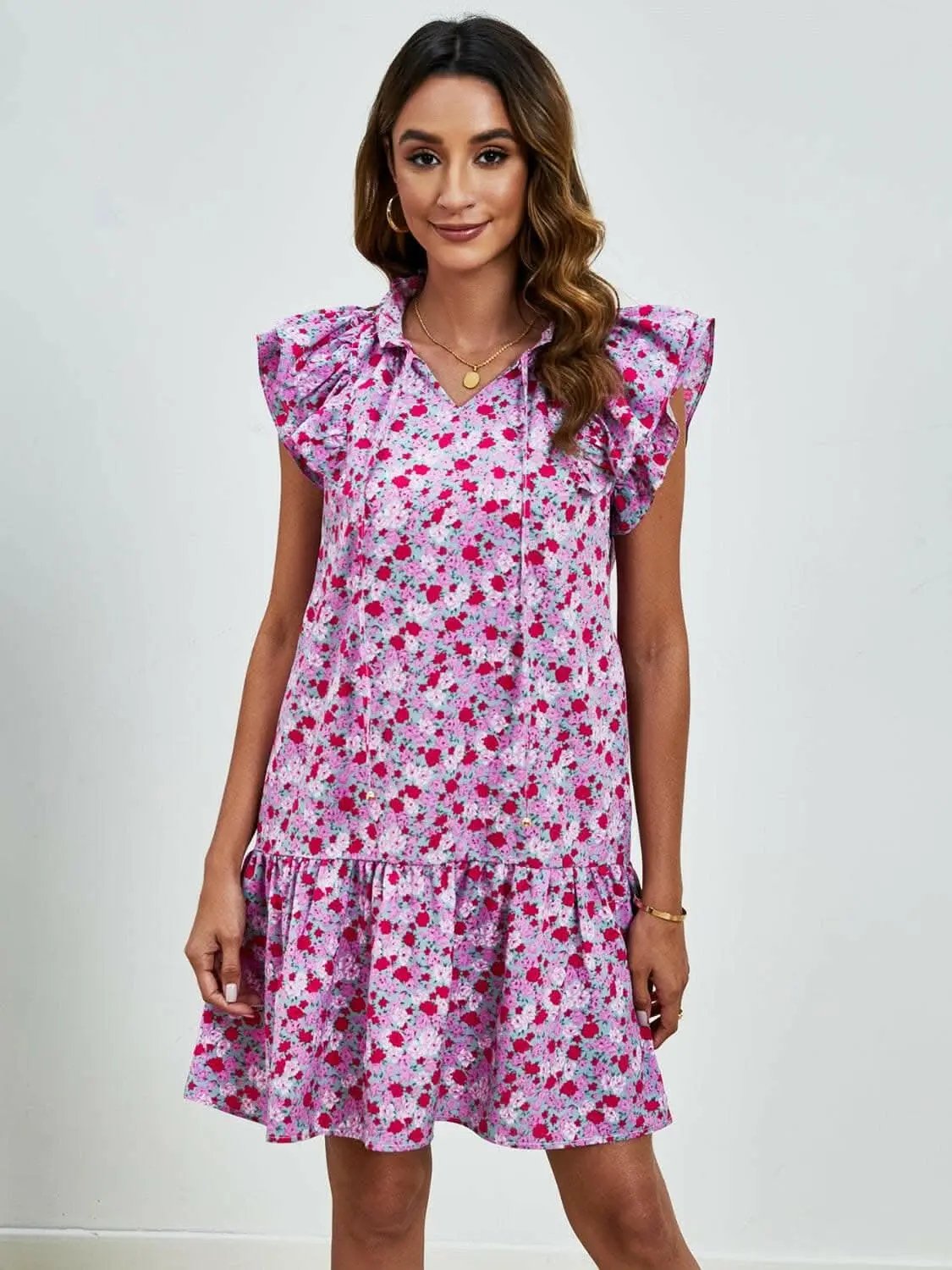 Floral Cap Sleeve Mini Dress - Love Salve